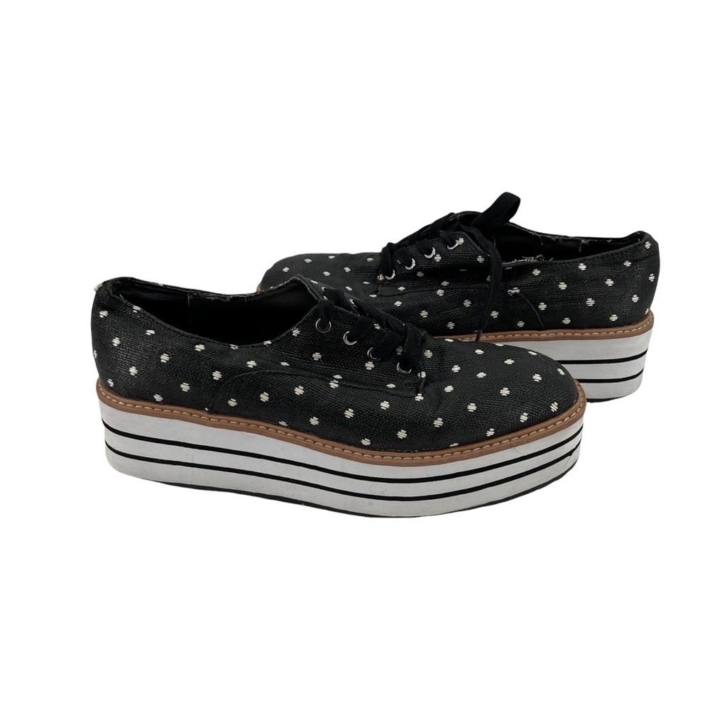 Zara Black White Platform Geometric Print Sneakers Size 38 Women's